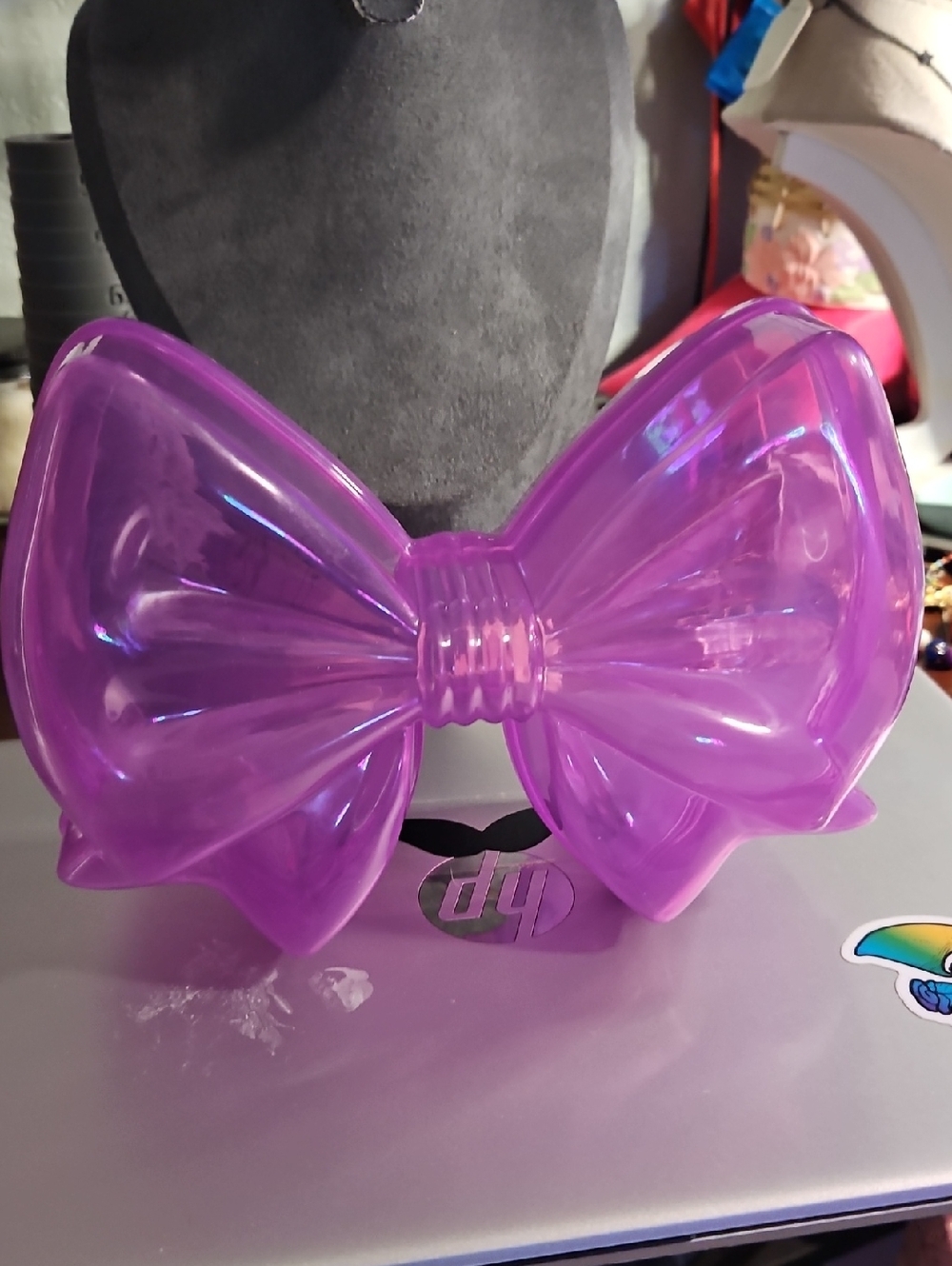 Large Transparent Purple Bow Storage Box